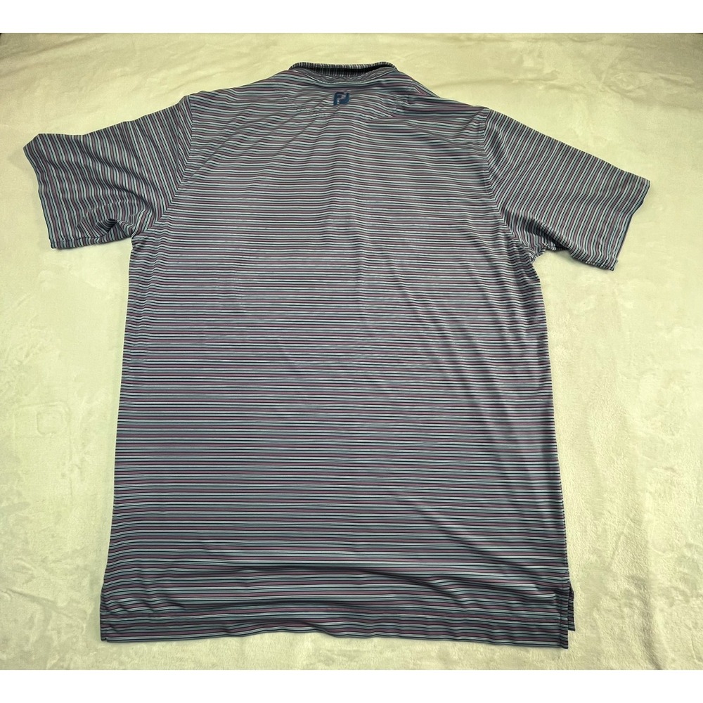 FJ FootJoy Mens XL Polo Shirt Blue Pink Striped Easy Wear - Picture 8 of 9